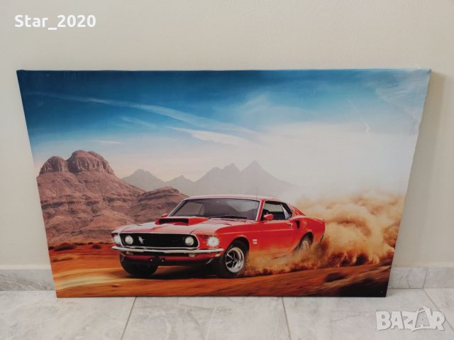 Светеща картина с Led осветление - Ford Mustang в пустиня