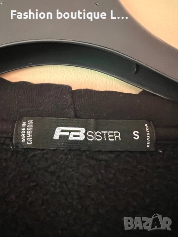 Черен анурак с пеперуда от сребърни камъчета и качулка С размер 100% памук 🖤, снимка 3 - Суичъри - 51463484