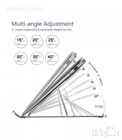 3086 Сгъваема алуминиева стойка за лаптоп/таблет, снимка 2 - Лаптоп аксесоари - 34250976
