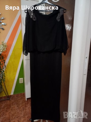 Черна официална рокля с пришито болеро от воал. Размер L, XL.