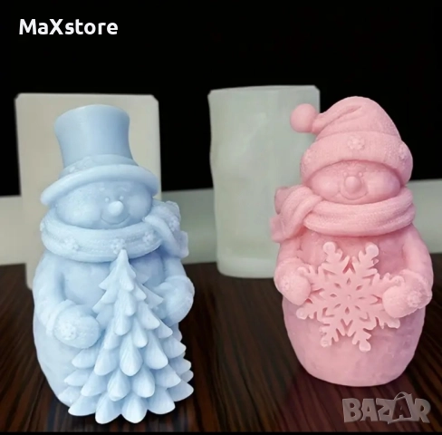 3D снежен човек с елха снежинка Силиконов молд за свещи гипс сапун смола , снимка 3 - Форми - 51955415