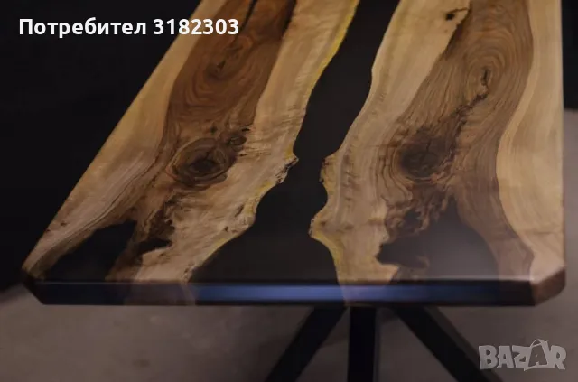 Дизайнерска орехова маса и епоксидна смола, снимка 10 - Маси - 48919318