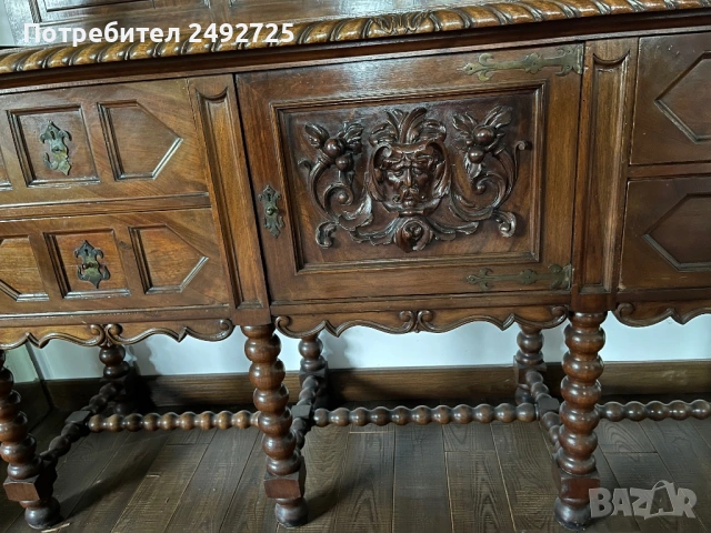 Маса трапезна масив орех и ковано желязо разтяга се , снимка 9 - Маси - 38336484