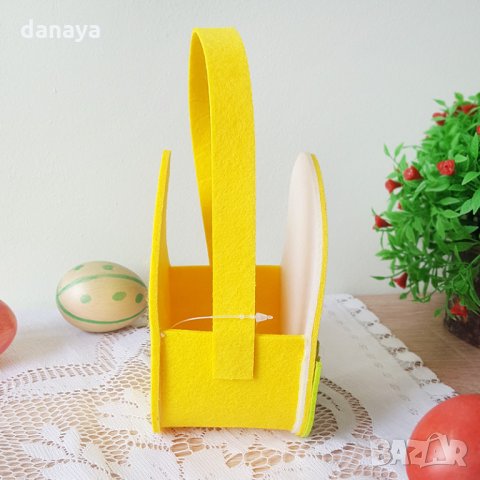 2734 Великденска кошничка Пиленце в градинка, снимка 3 - Декорация за дома - 35877185