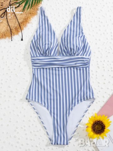 Налични! Нов дамски  цял бански на райе с подпънки S, снимка 5 - Бански костюми - 15029900