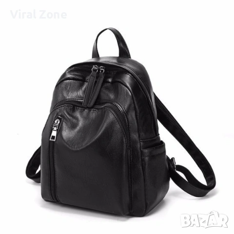 Дамска раница от висококачествена кожа с подарък малка чанта и портмоне, снимка 2 - Раници - 53290018