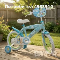 Детски велосипед Bluey 16" със спомагателни колела – светлосин, за деца 5–7 години
