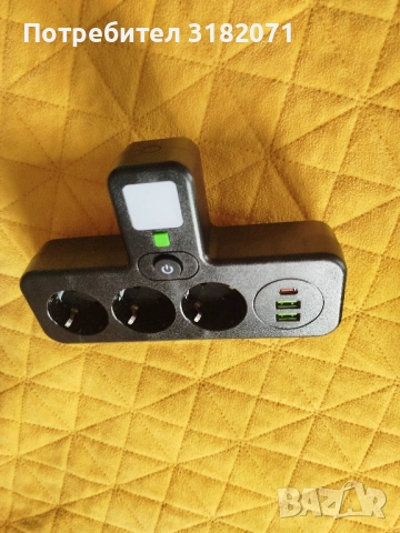 Разклонител с нощна лампа,3 гнезда и usb-та, снимка 2 - Други - 52062106