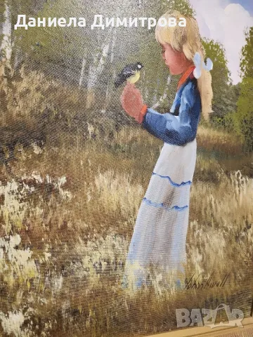 Картина рисувана върху платно, момиче сред природата, снимка 7 - Картини - 48405350