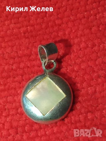 ПРЕКРАСЕН СРЕБЪРЕН СЕДЕФЕН РЕТРО АРТ СТИЛ ПЕНДАНТ СРЕБРО 925 АНГЛИЯ с ШЛИФОВАН КРАЛСКИ СЕДЕФ 34130