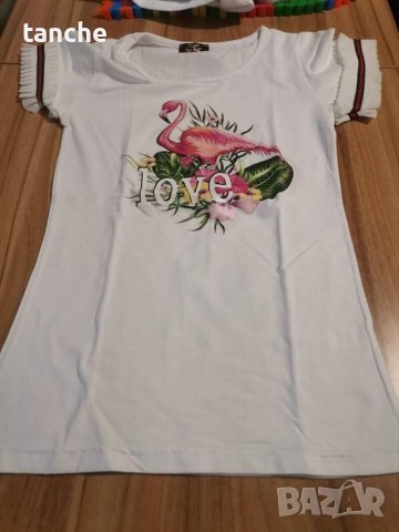 Тениска с фламинго- S