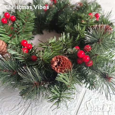 Голям коледен венец за декорация, снимка 5 - Декорация за дома - 52081513
