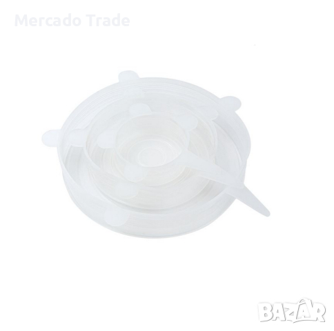 Силиконови капаци за купички Mercado Trade, 3 бр., Кръгли, Прозрачни, снимка 4 - Аксесоари за кухня - 44600584