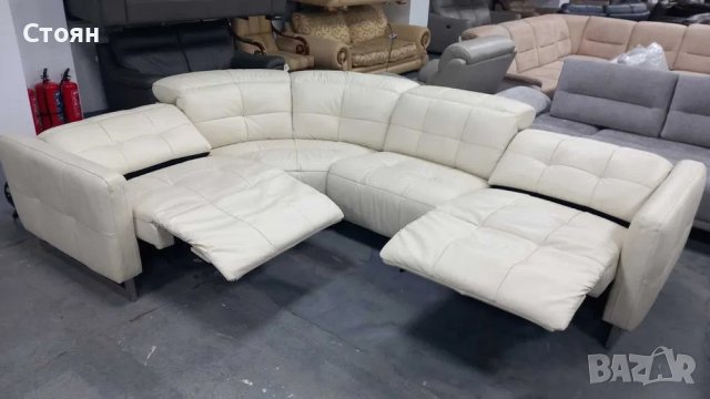 ПРОМОЦИЯ!!!Кремав кожен ъглов диван "Marmount" с електрически релакс механизъм, снимка 4 - Дивани и мека мебел - 40271044