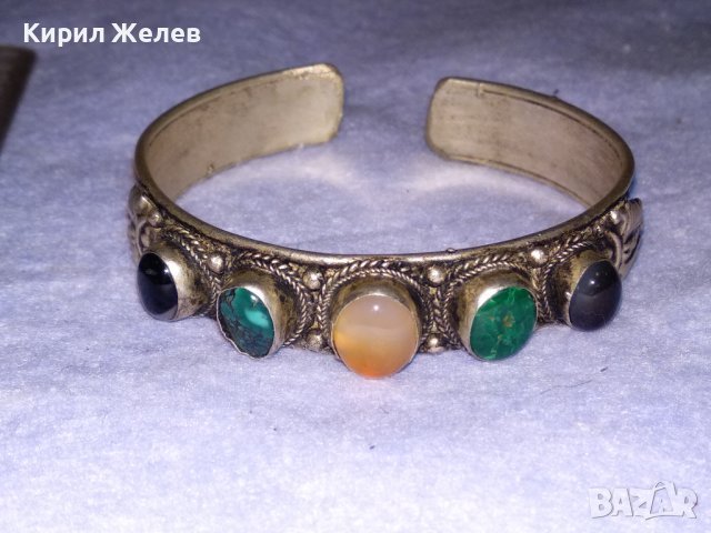 СТАРА СКЪПОЦЕННА ОРИЕНТАЛСКА ПОСРЕБРЕНА БРОНЗОВА РЕГУЛИРУЕМА ЕТНОГРАФСКА ГРИВНА 8650