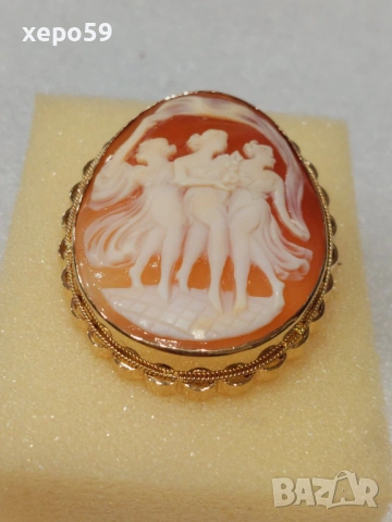 Прекрасен златен викториански медальон(камея)Три грации,злато375., снимка 13 - Колиета, медальони, синджири - 53479234