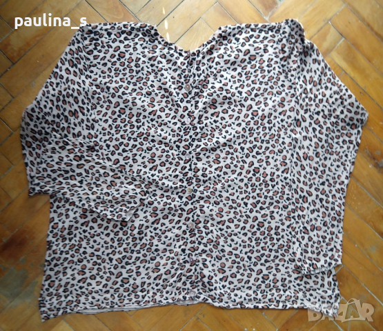 Дизайнерска блуза в леопардова шарка "ellos"® / много голям размер , снимка 8 - Блузи с дълъг ръкав и пуловери - 36237665