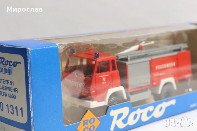ROCO H0 1/87 STEYR ПОЖАРНА КАМИОН КОЛИЧКА МОДЕЛ, снимка 4 - Колекции - 53570712