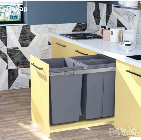 Кош за вграждане с 3 отделения за сортиране на кухненски отпадъци 40 л, снимка 2 - Аксесоари за кухня - 50980835