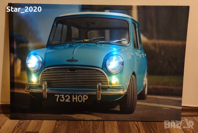 Светеща картина с LED осветление - Mini Cooper , снимка 3 - Картини - 53269748