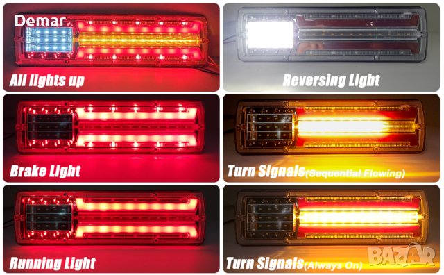 LED задни светлини за камиони Спирачна светлина за камиони 24V, снимка 8 - Аксесоари и консумативи - 41717446