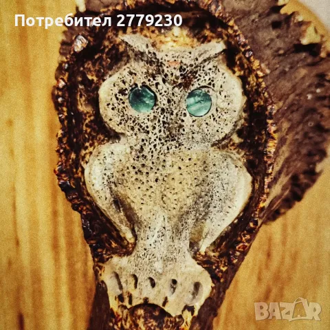 Ловен масивен нож с изобразен Бухал и Еделвайс  , снимка 6 - Ножове - 49863104