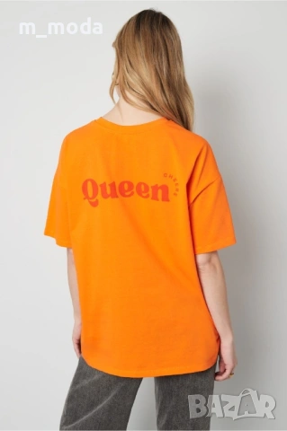 Дамска тениска неоново оранжева, снимка 2 - Тениски - 53434727