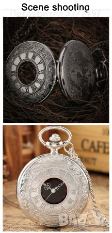 NOUSEG винтидж джобен кварцов часовник с римски цифри+ верижка , снимка 3 - Джобни - 41227257