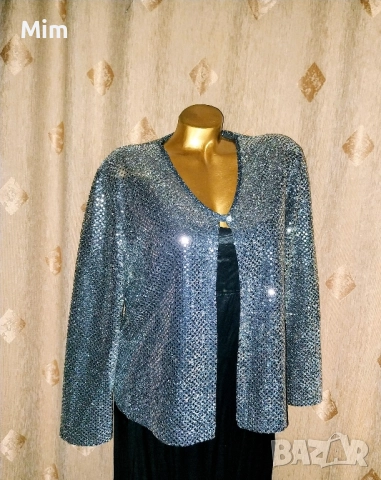 XL/2XL Сребрист жакет / сако / с пайети , снимка 2 - Сака - 52174198
