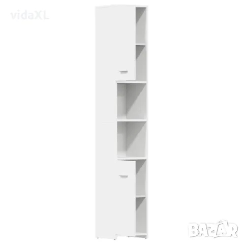 vidaXL Шкаф за баня, бял, 30x30x183,5 см, инженерно дърво, снимка 5 - Шкафове - 56147712