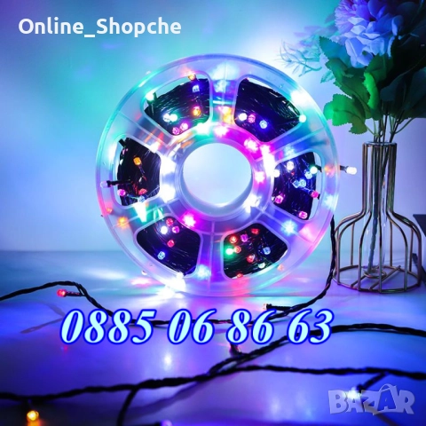 Коледни лампички 100 метра на макара, синя светлина, водоустойчиви, снимка 4 - Декорация за дома - 52424915