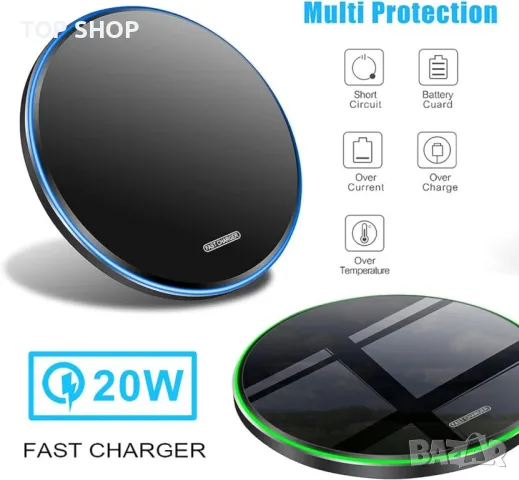 Бързо безжично зарядно устройство,20 W, за  iPhone,AirPods,Samsung Galaxy, снимка 7 - Безжични зарядни - 48644985