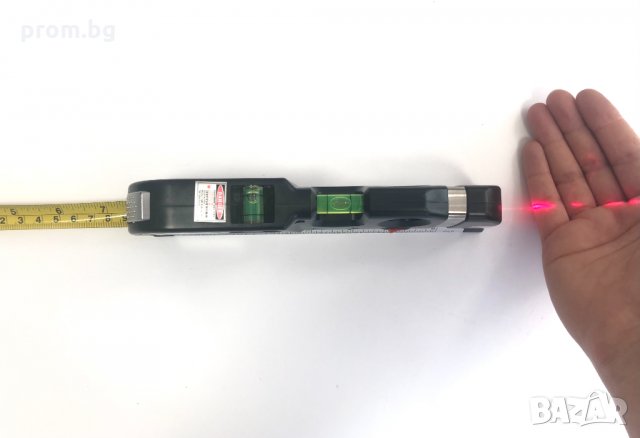 лазерен нивелир с ролетка 2,5 м и линия 30 см, внос от Германия, снимка 16 - Шублери - 35733650