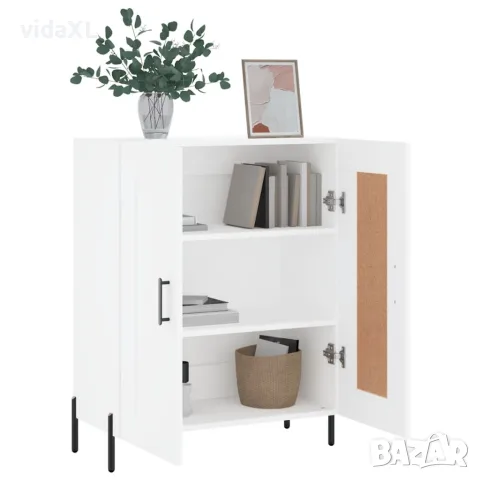vidaXL Сайдборд, бял, 69,5x34x90 см, инженерно дърво, снимка 4 - Бюфети - 56147900