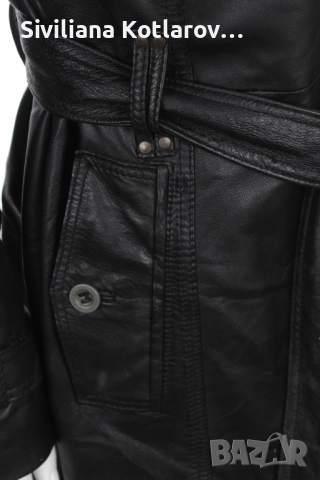 Дамско кожено манто Julia S Roma - черно, естествена кожа, снимка 4 - Палта, манта - 52509102