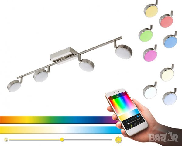 EGLO connect LED плафон Corropoli-C, интелигентен домашен спот 4 крушки, плафон