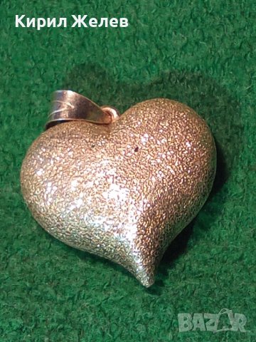 СРЕБЪРЕН МЕДАЛЬОН СЪРЧИЦЕ СРЕБРО 925 с БЯЛА ПОЗЛАТА РОМАНТИЧЕН АРТ ПЕНДАНТ 36401