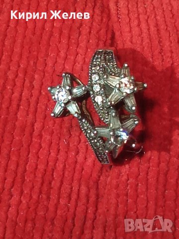 ЗВЕЗДОВИДЕН СРЕБЪРЕН СКЪПОЦЕНЕН ПРЪСТЕН СРЕБРО 925 с ФАСЕТИРАНИ ЮВЕЛИРНО ЦИРКОНИ РЪЧНА РАБОТА 36404 , снимка 3 - Пръстени - 39460679