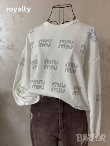 Miu Miu Дамска Бяла Блуза Универсален Размер 