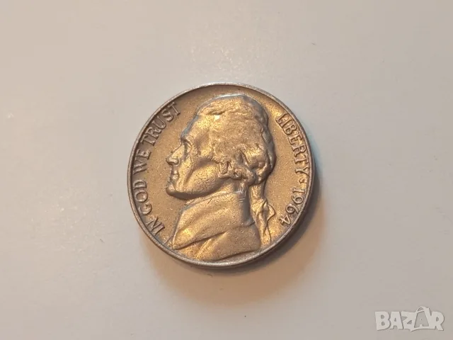 Монета 1964 Съединени Щати Jefferson Nickel - 5 Cents (Monticello), снимка 4 - Нумизматика и бонистика - 55774609