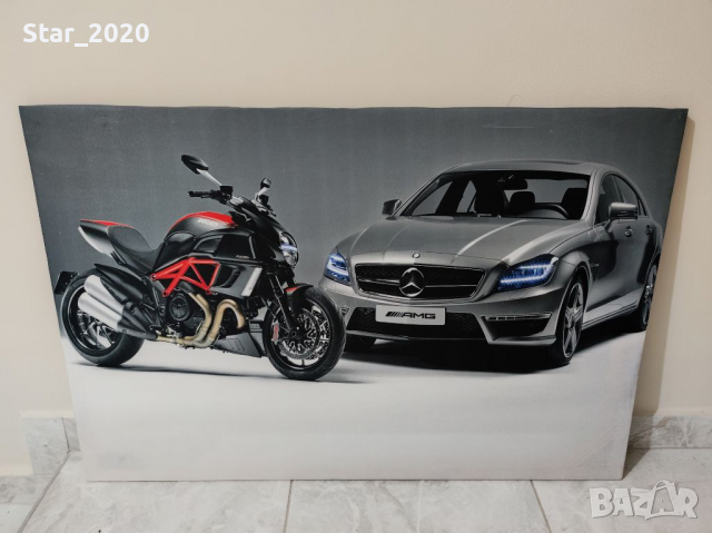 Светеща картина с Led осветление - Ducati + Mercedes CLS AMG, снимка 1 - Картини - 36313937
