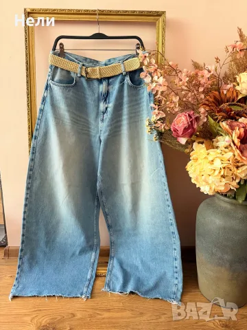 ZARA Дамски стилни широки дънки, снимка 6 - Дънки - 55993768