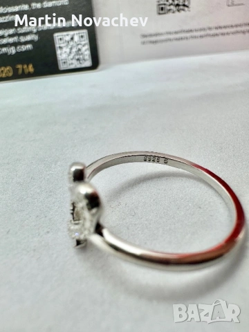 Сребърен пръстен с мойсанит (Диамант), снимка 8 - Пръстени - 53502953