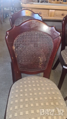 стол с ратан и дамаска внос от Европа, снимка 6 - Столове - 50681020