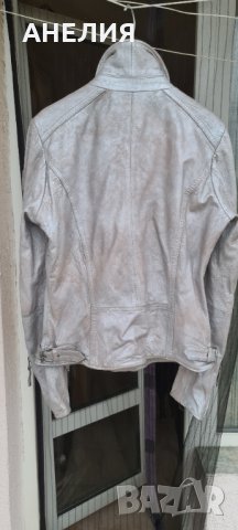 Кожено сребристо дамско яке, снимка 2 - Якета - 34495647