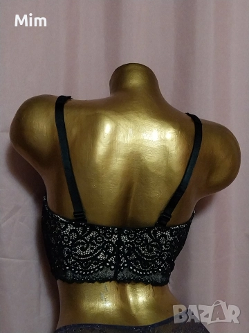 Prima Donna 75 F Черен дантелен сутиен с бежава подплата , снимка 6 - Бельо - 52668358