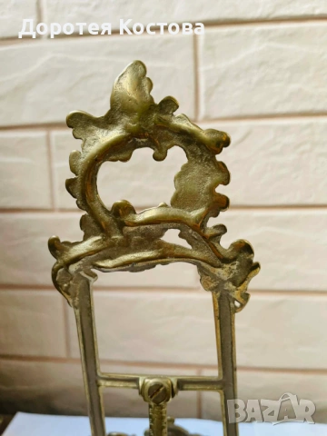 Красива месингова поставка от Англия за чиния, рамка, снимка 8 - Антикварни и старинни предмети - 53301044