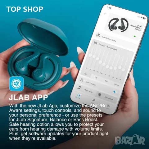 Слушалки JLab JBuds Sport ANC 4 с активно шумопотискане, 60 часа, IP66, снимка 7 - Безжични слушалки - 49566652