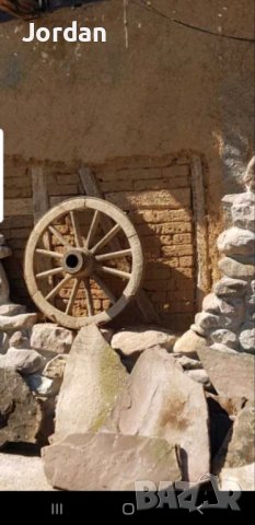 Старинно колело за дървена каруца, снимка 1