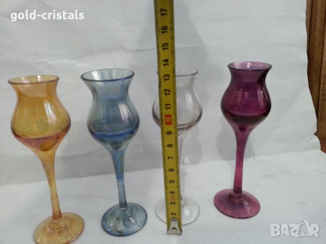 Ретро стъклени чашки чаши цветно стъкло  , снимка 3 - Други ценни предмети - 35985465